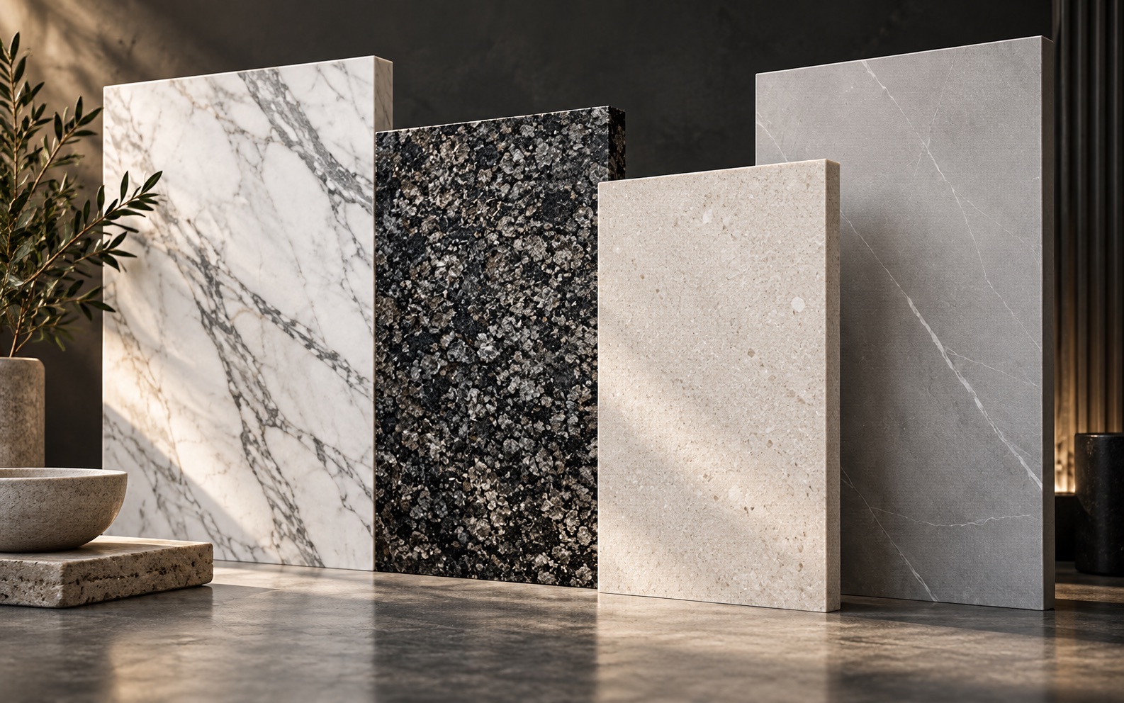 Marble granite mineral surface and porcelain slabs